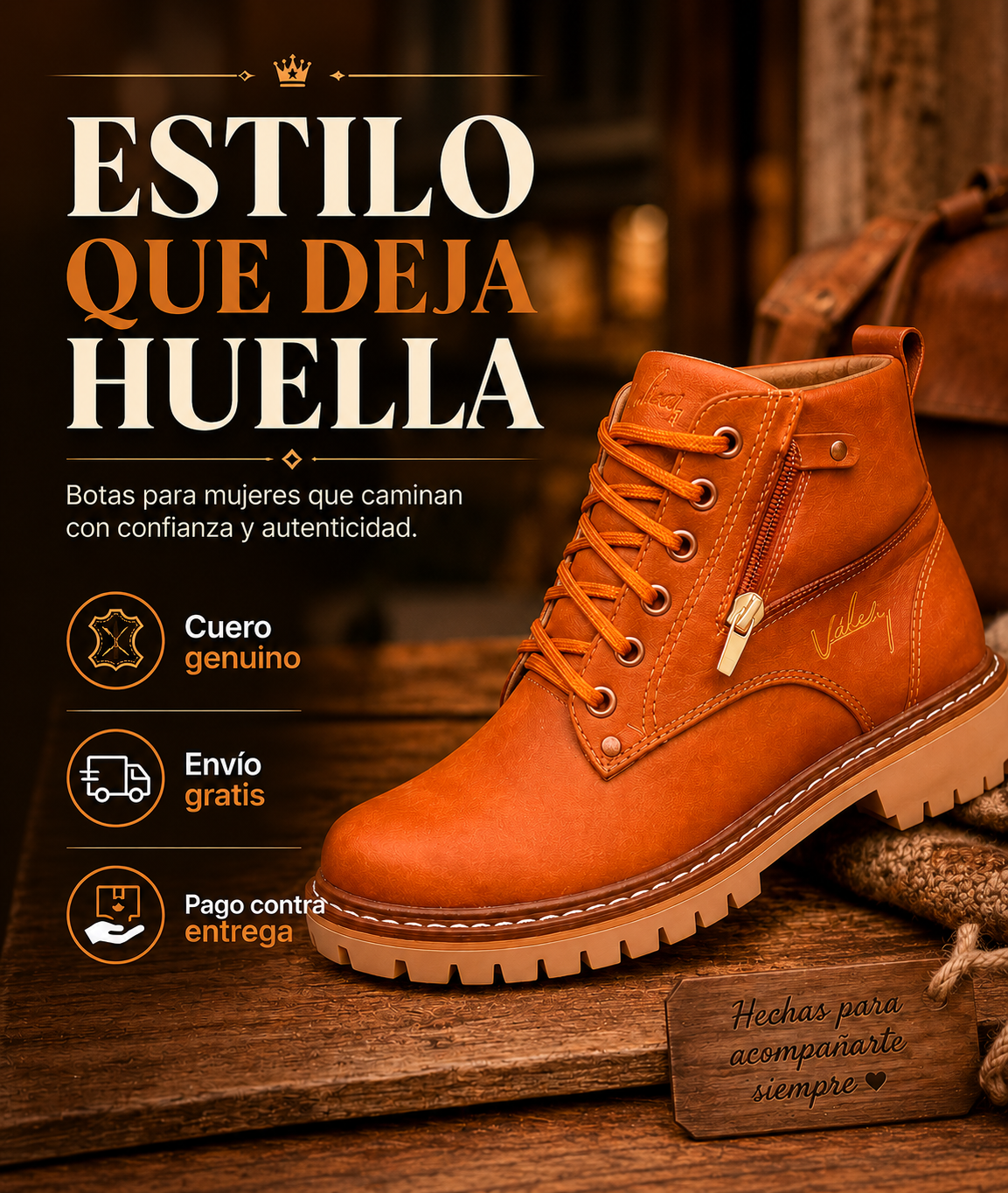 Bota Femenina Vélez de Cuero Genuino